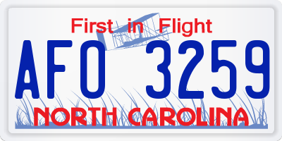 NC license plate AFO3259