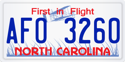 NC license plate AFO3260