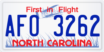 NC license plate AFO3262