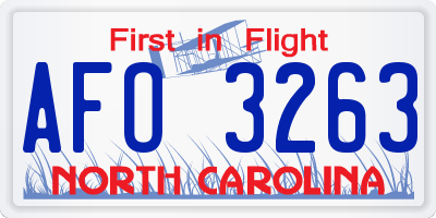 NC license plate AFO3263