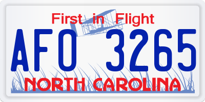 NC license plate AFO3265