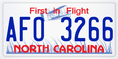 NC license plate AFO3266