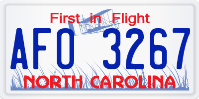 NC license plate AFO3267