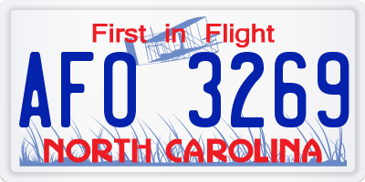 NC license plate AFO3269