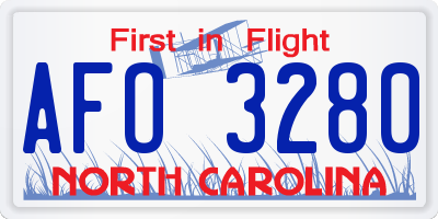 NC license plate AFO3280