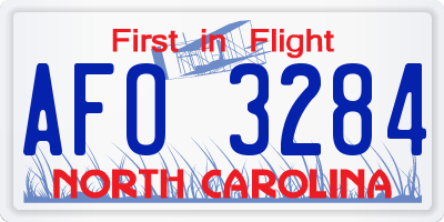 NC license plate AFO3284