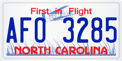 NC license plate AFO3285