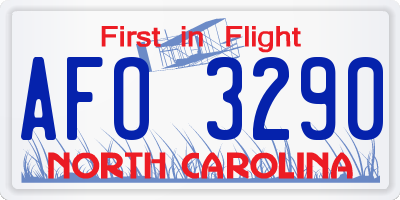 NC license plate AFO3290
