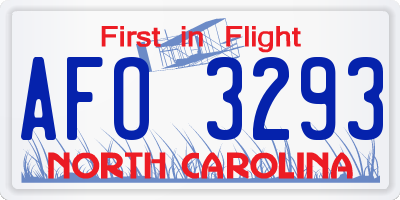 NC license plate AFO3293
