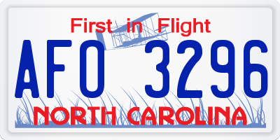 NC license plate AFO3296