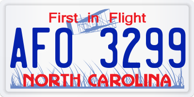 NC license plate AFO3299