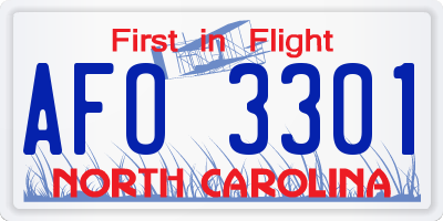 NC license plate AFO3301