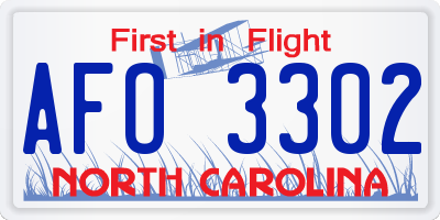 NC license plate AFO3302