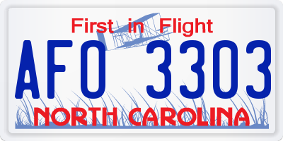 NC license plate AFO3303