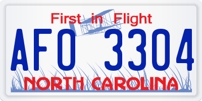 NC license plate AFO3304