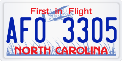 NC license plate AFO3305