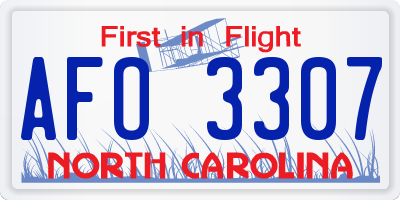 NC license plate AFO3307