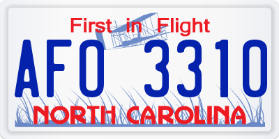 NC license plate AFO3310