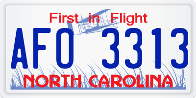 NC license plate AFO3313