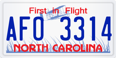 NC license plate AFO3314