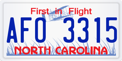 NC license plate AFO3315