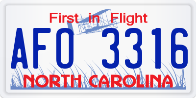 NC license plate AFO3316