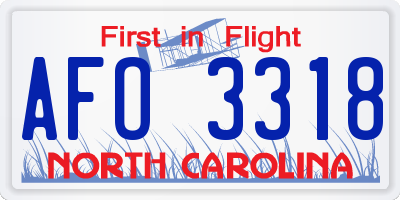 NC license plate AFO3318