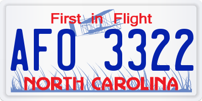 NC license plate AFO3322