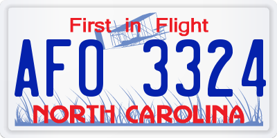 NC license plate AFO3324