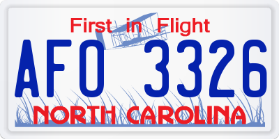 NC license plate AFO3326