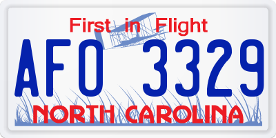 NC license plate AFO3329