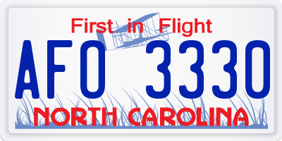 NC license plate AFO3330