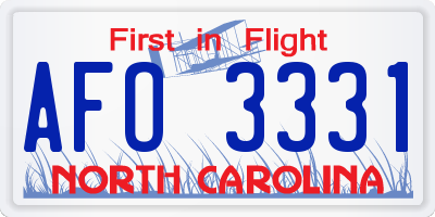 NC license plate AFO3331