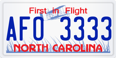NC license plate AFO3333