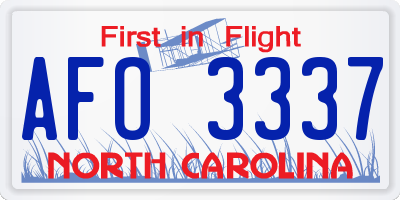 NC license plate AFO3337