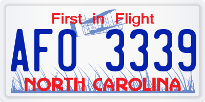 NC license plate AFO3339