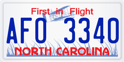 NC license plate AFO3340