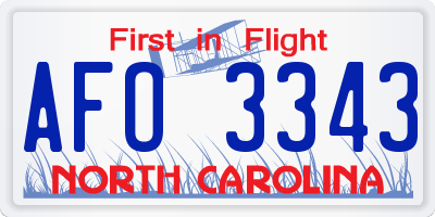 NC license plate AFO3343