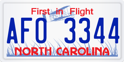 NC license plate AFO3344
