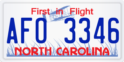 NC license plate AFO3346
