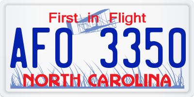 NC license plate AFO3350