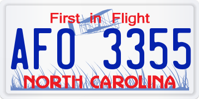 NC license plate AFO3355