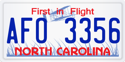 NC license plate AFO3356