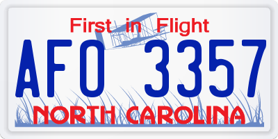 NC license plate AFO3357