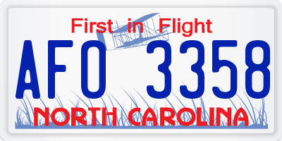 NC license plate AFO3358