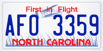 NC license plate AFO3359