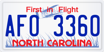 NC license plate AFO3360