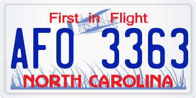NC license plate AFO3363