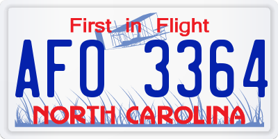 NC license plate AFO3364