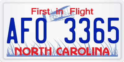 NC license plate AFO3365